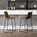 HomeBeyond Set of 2 Pcs Synthetic Leather Upholstered Barstools Armless Dining Chairs with Metal Legs UC-13H - HomeBeyond