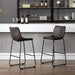 HomeBeyond Set of 2 Pcs Synthetic Leather Upholstered Barstools Armless Dining Chairs with Metal Legs UC-13H - HomeBeyond