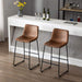 HomeBeyond Set of 2 Pcs Synthetic Leather Upholstered Barstools Armless Dining Chairs with Metal Legs UC-13H - HomeBeyond