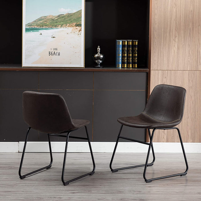 HomeBeyond Set of 2 Pcs Synthetic Leather Upholstered Dining Chairs Ar