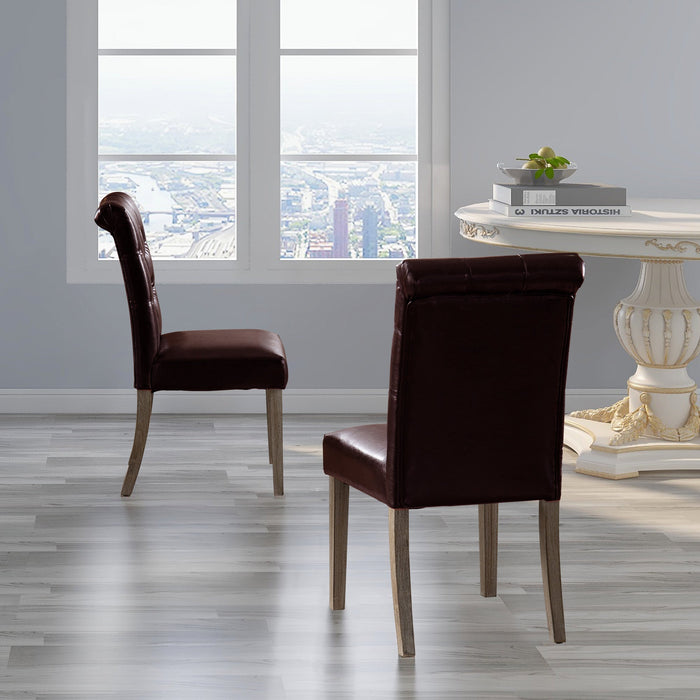 Genuine leather parson online dining chairs