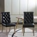 HomeBeyond Set of 2 Synthetic Leather Dining Chairs Tufted Fabric Upholstery Solid Wood Living Room Dining Room Armless Accent Chairs UC-4BLK/BRN - HomeBeyond