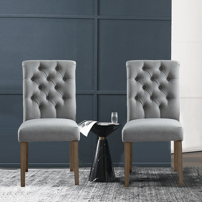 HomeBeyond Set of 2 Tufted Fabric Upholstery Dining Chairs Solid Wood Living Room Dining Room Armless Accent Chairs UC-4G/T - HomeBeyond