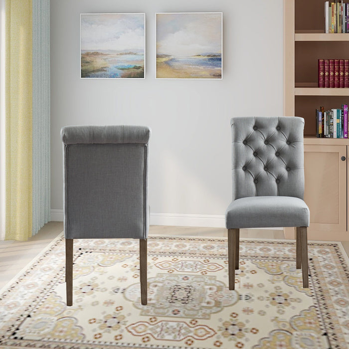 HomeBeyond Set of 2 Tufted Fabric Upholstery Dining Chairs Solid Wood Living Room Dining Room Armless Accent Chairs UC-4G/T - HomeBeyond
