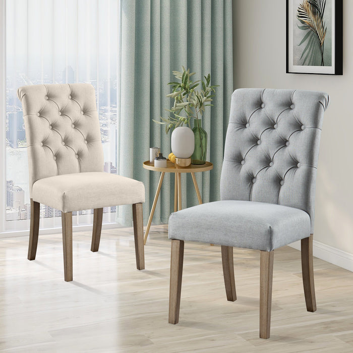 HomeBeyond Set of 2 Tufted Fabric Upholstery Dining Chairs Solid Wood Living Room Dining Room Armless Accent Chairs UC-4G/T - HomeBeyond