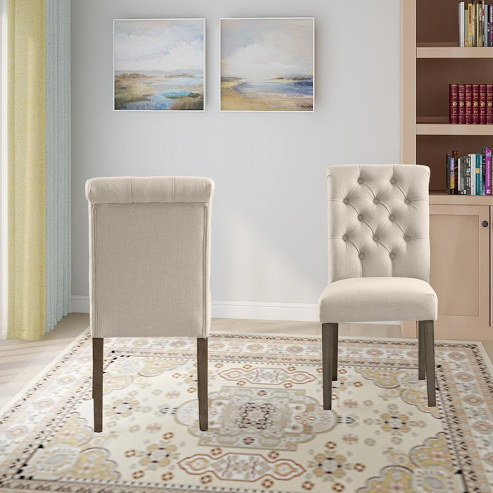 HomeBeyond Set of 2 Tufted Fabric Upholstery Dining Chairs Solid Wood Living Room Dining Room Armless Accent Chairs UC-4G/T - HomeBeyond