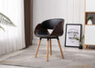 HomeBeyond Synthetic Leather Mid Century Style Butterfly Dining Chairs in Black and Walnut Wood Finish - UC-8B - HomeBeyond