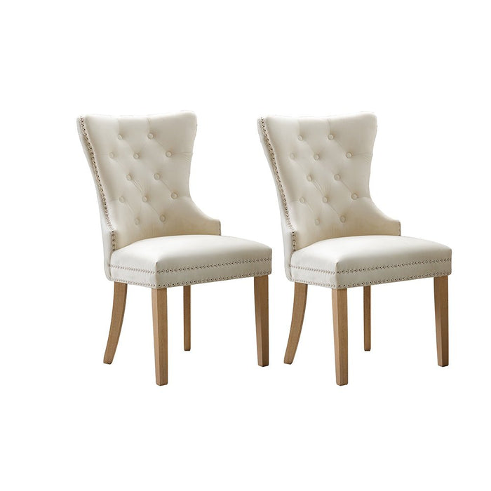 HomeBeyond Upholstered Dining Chairs Solid Wood Living Room Dining Room Accent Chairs with Amrless (Set of 2)- UC-10 - HomeBeyond