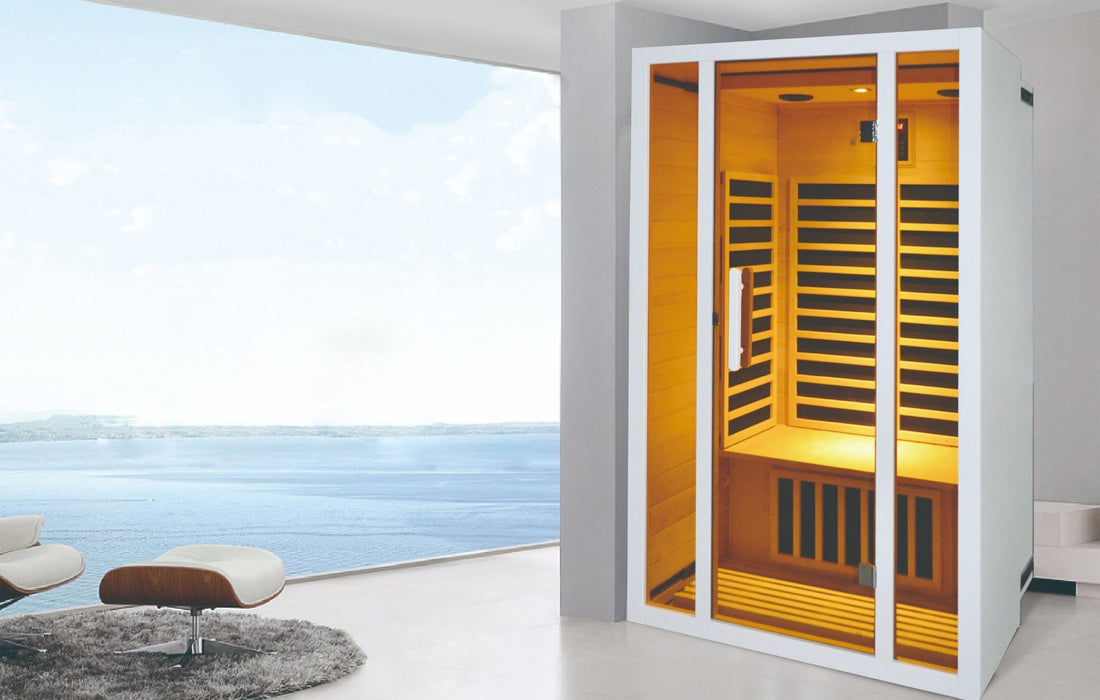 Hongyuan Saunas Single Person or Two Person EXTENDABLE Indoor FAR Infrared Heating Sauna Bluetooth Compatible - HomeBeyond