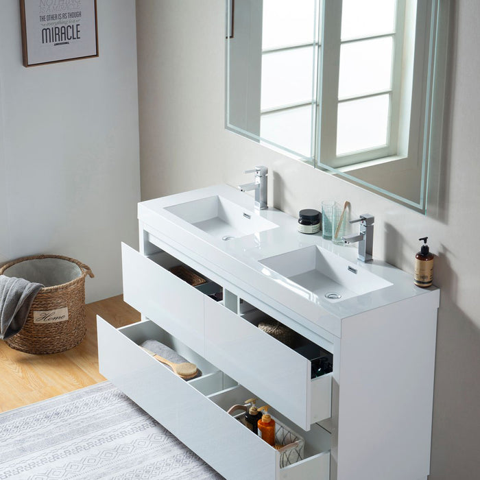 Annecy 60" Double Sink Floor-Standing Wall Mounted Bathroom Vanity Set