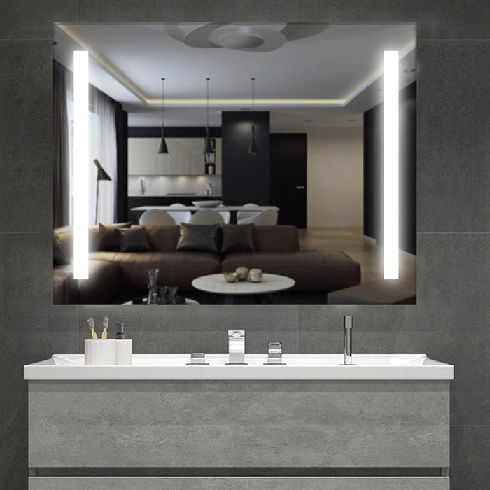 Large LED Lighted Bathroom Vanity Wall Mirror with Rock Switch - HomeBeyond