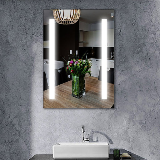 Large LED Lighted Bathroom Vanity Wall Mirror with Rock Switch - HomeBeyond