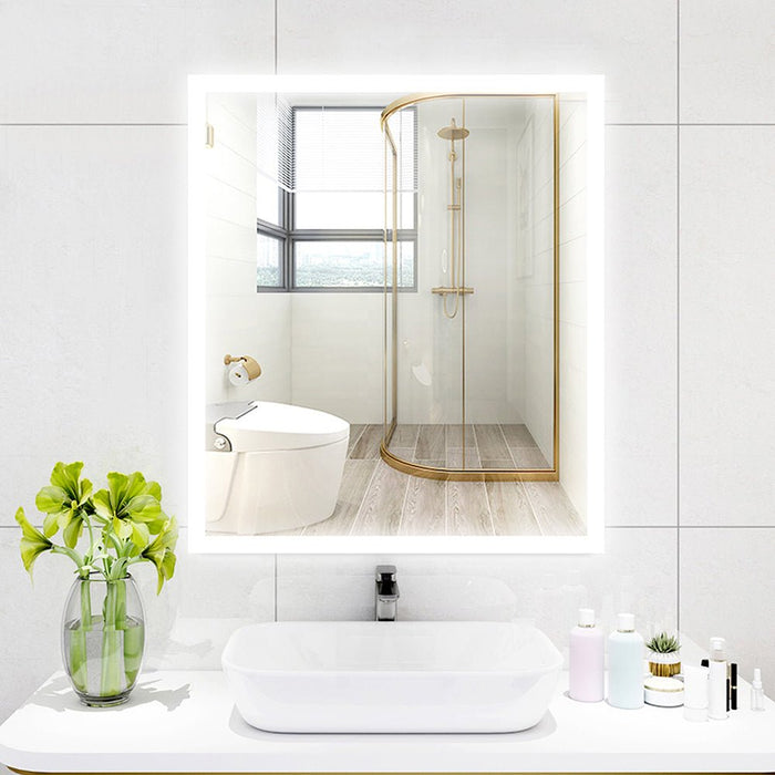 Large LED Lighted Illuminated Bathroom Vanity Wall Mirror with Touch Sensor Switch - HomeBeyond