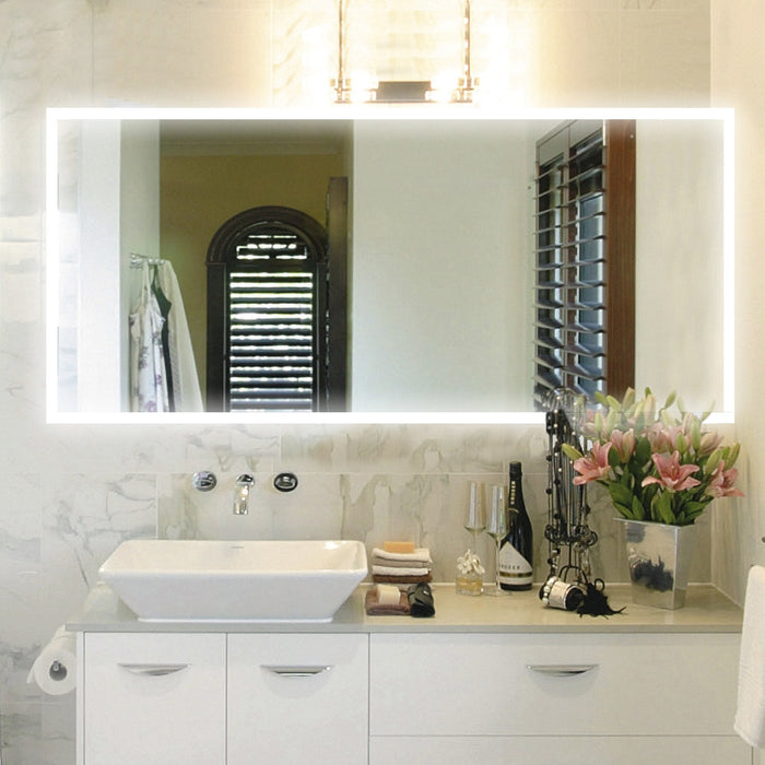 Large LED Lighted Illuminated Bathroom Vanity Wall Mirror with Touch Sensor Switch - HomeBeyond