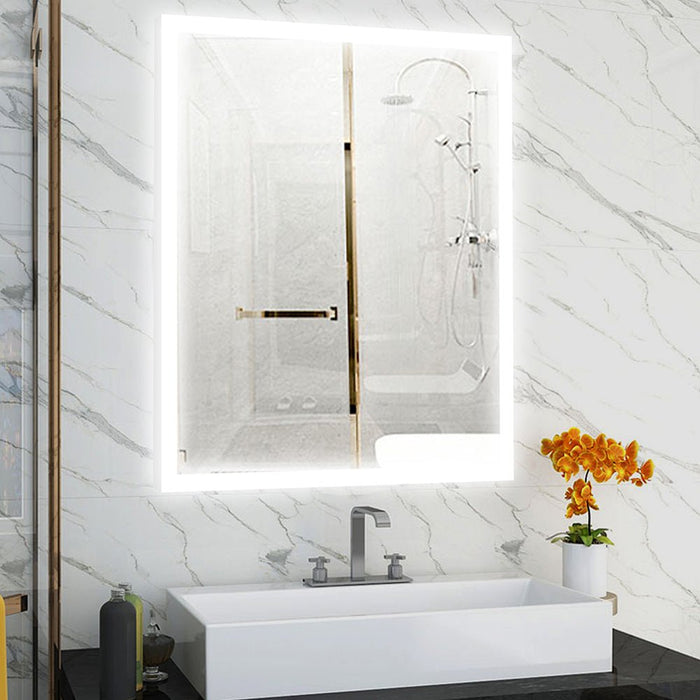 Large LED Lighted Illuminated Bathroom Vanity Wall Mirror with Touch Sensor Switch - HomeBeyond