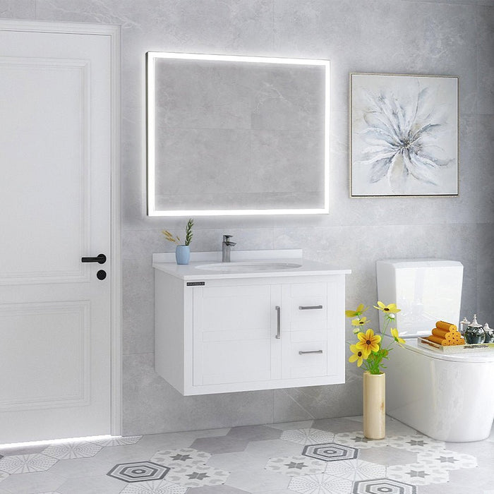 Large LED Lighted Illuminated Bathroom Vanity Wall Mirror with Touch Sensor Switch - HomeBeyond