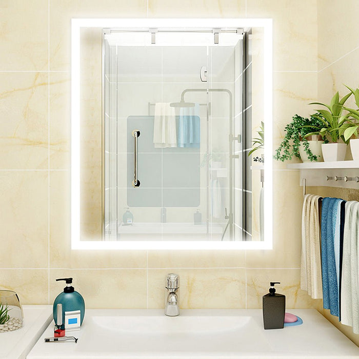 Large LED Lighted Illuminated Bathroom Vanity Wall Mirror with Touch Sensor Switch - HomeBeyond