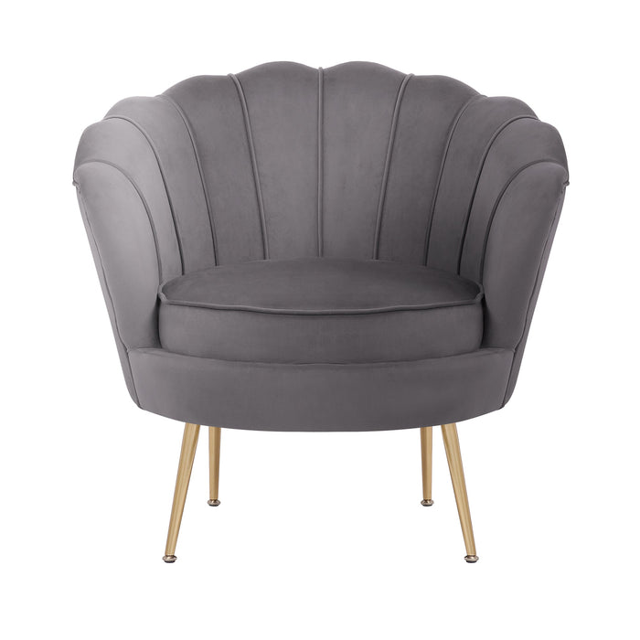 Mid Century Wide Velvet Tub Chair with Gold Metal Legs - HomeBeyond
