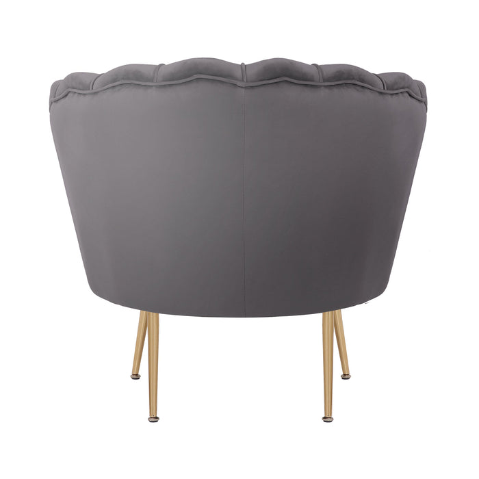 Mid Century Wide Velvet Tub Chair with Gold Metal Legs - HomeBeyond