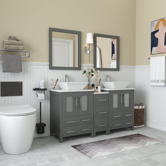Ravenna 60" Double Sink Bathroom Vanity Combo Set - HomeBeyond