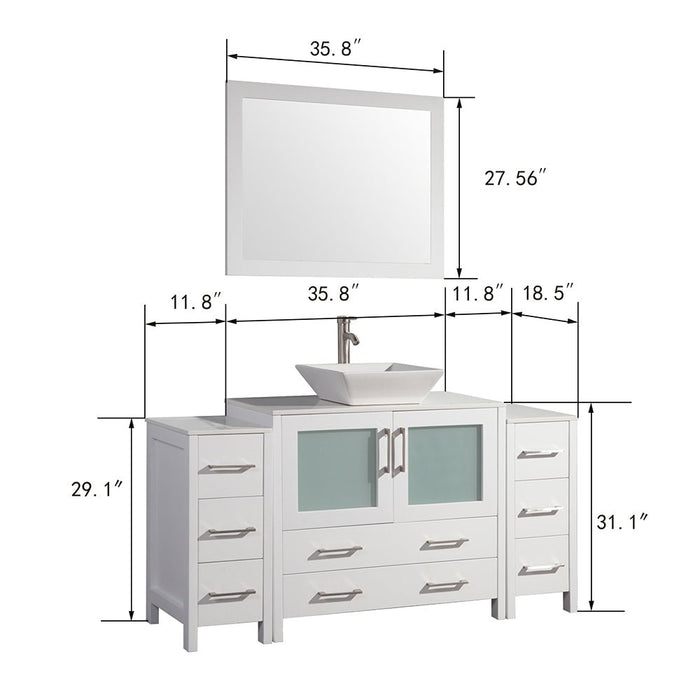 Ravenna 60" Single Sink Small Bathroom Vanity Set - HomeBeyond