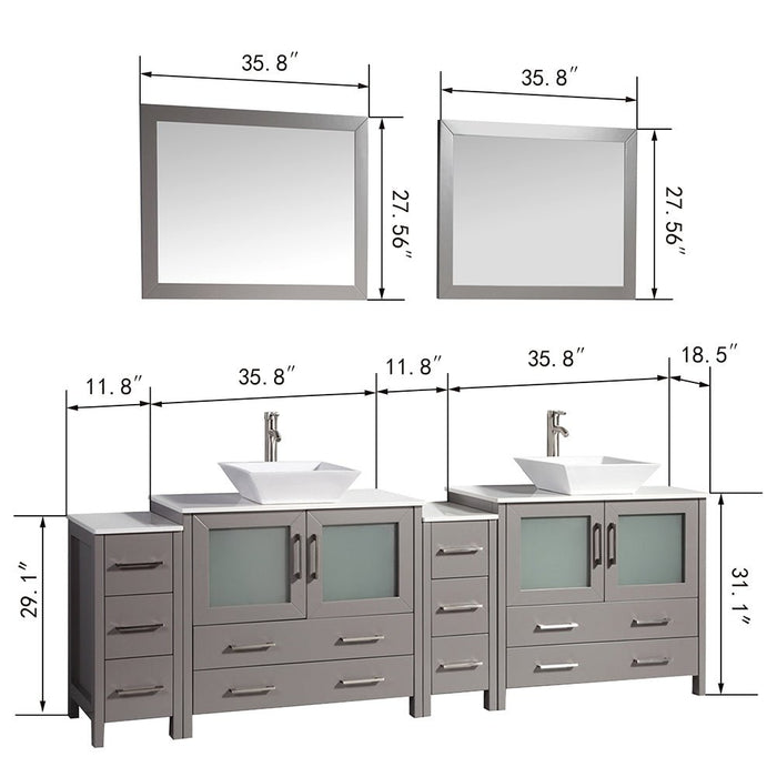 Ravenna 96" Double Sink Bathroom Vanity Combo Set - HomeBeyond