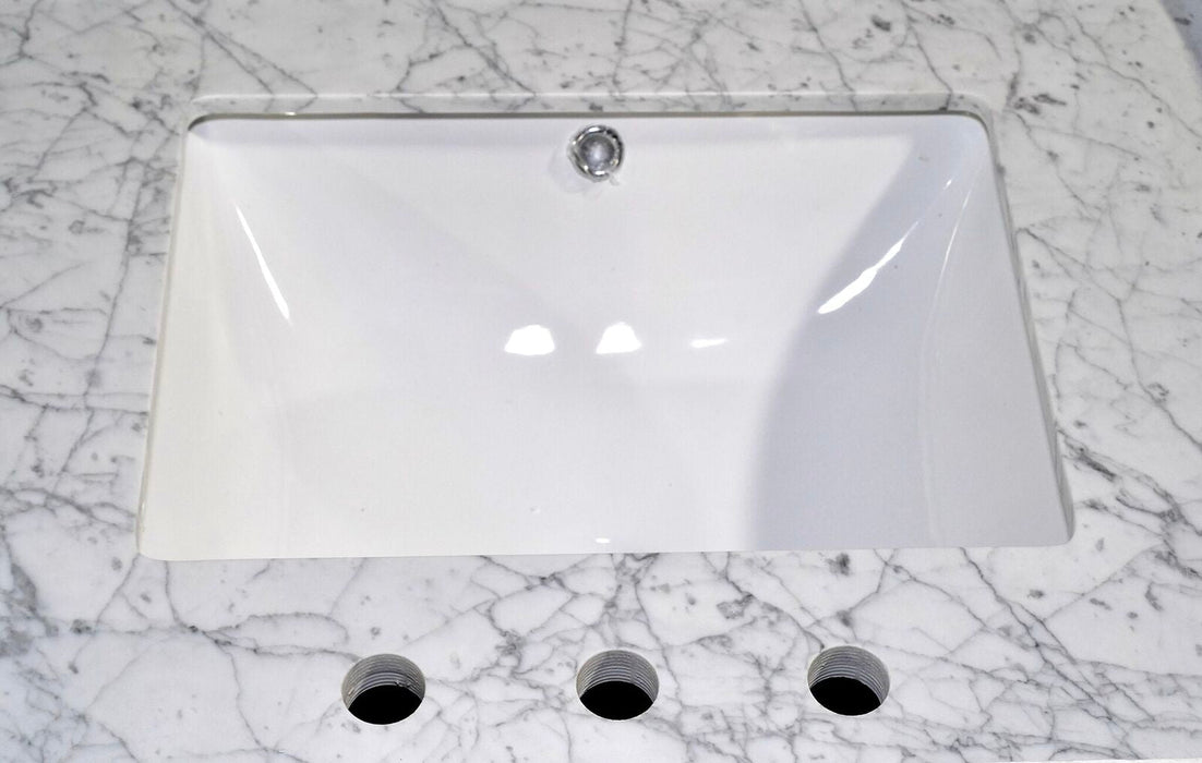 Savona 24" Single Sink 3-Hole Bathroom Vanity Set Carrara Marble Stone Top - HomeBeyond