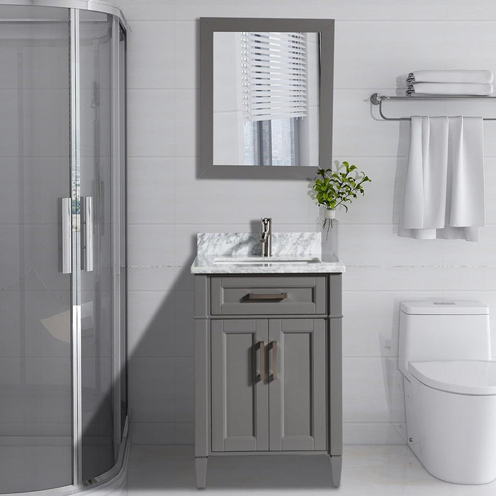 Savona 24" Single Sink Bathroom Vanity Set Carrara Marble Stone Top - HomeBeyond