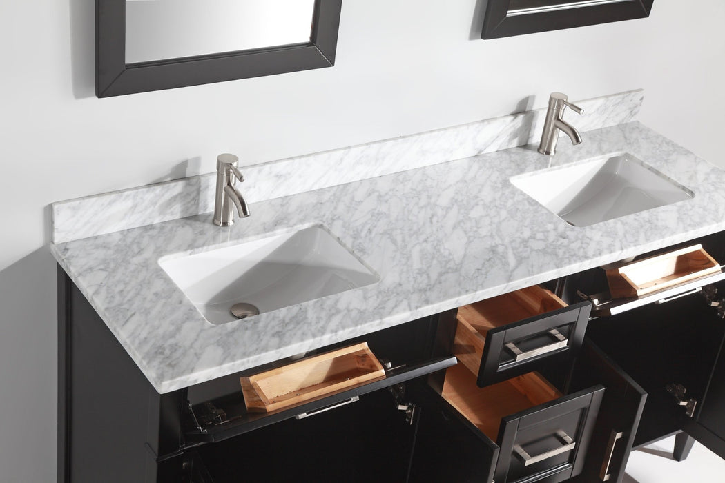 Savona 72" Double Sink Bathroom Vanity Set Carrara Marble Stone Top - HomeBeyond