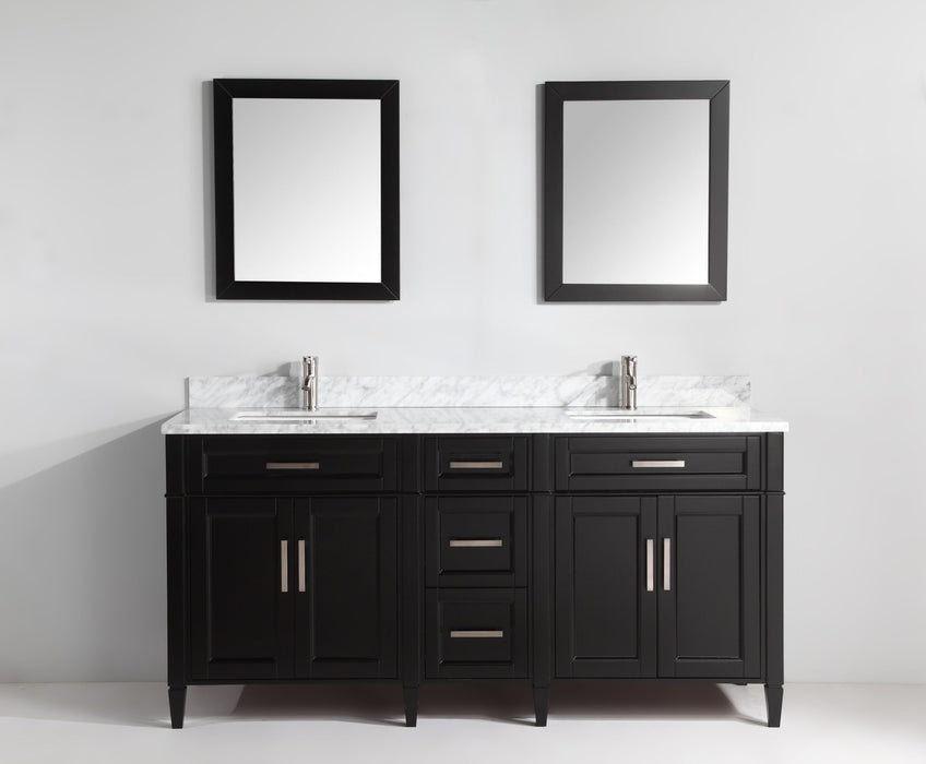 Savona 72" Double Sink Bathroom Vanity Set Carrara Marble Stone Top - HomeBeyond