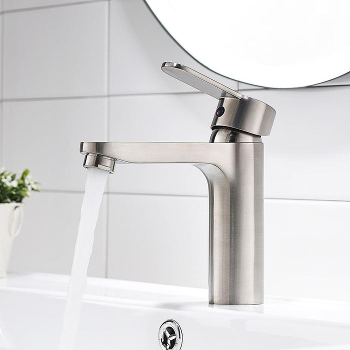 Single Handle Brushed Nickel/Chrome Bathroom Faucet - HomeBeyond