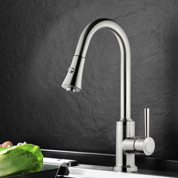 Single Handle High Arc Chrome Pull Out Kitchen Faucet - HomeBeyond