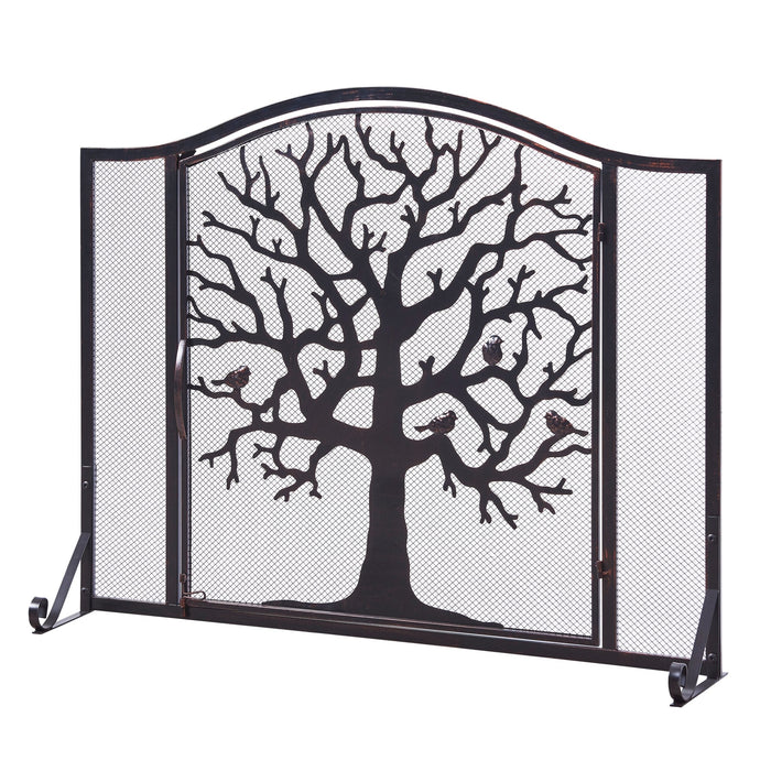 Single Panel Iron Fireplace Screen with Door - HomeBeyond