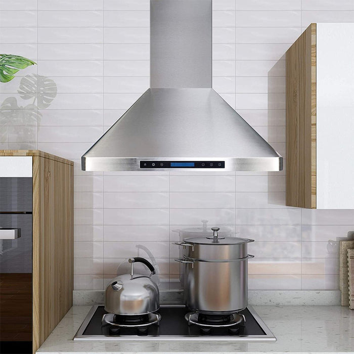 Stainless Steel Range Hood with Heat Sensor Automation Wall Mounted 30-Inch - HomeBeyond