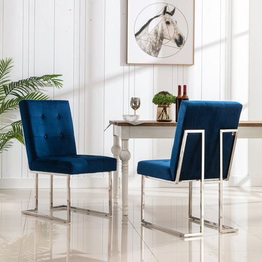 Tufted Velvet Upholstered Dining Side Chair Set of 2 Pcs - HomeBeyond