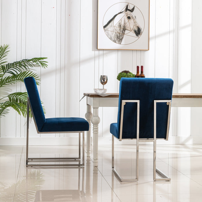 Tufted Velvet Upholstered Dining Side Chair Set of 2 Pcs - HomeBeyond