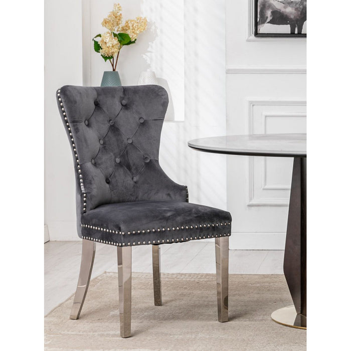 Tufted Velvet Wingback Dining Chairs Set of 2 Pcs