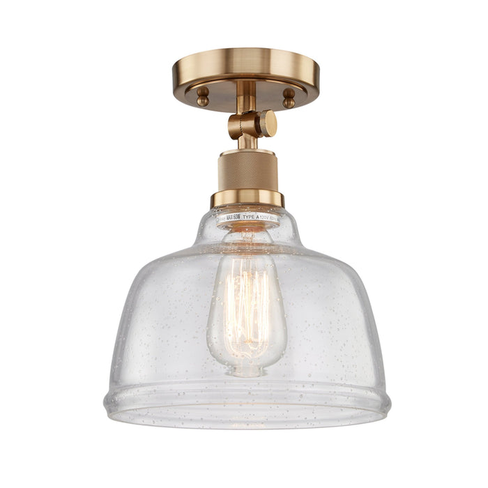 Vanity Art 1-Light Industrial Flush Mount Ceiling Light fixture in Satin Gold with Clear Seedy Glass Shade Semi Flush Mount for Hallway, Entryway, Foyer, Bedroom, Cafe, Bar FM207-1SG3-SY - HomeBeyond