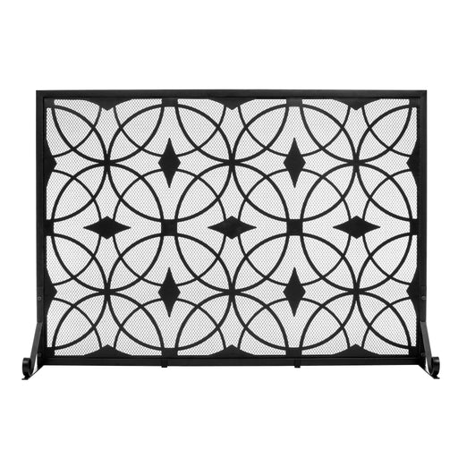 Vanity Art 1-Panel Iron Fireplace Screen | Heavy-Duty and Heat-Resistant Indoor Single Panel Unique Pattern Iron Fireplace Screen with 29.33-inch Height, Black,MLT3035FP-BK - HomeBeyond