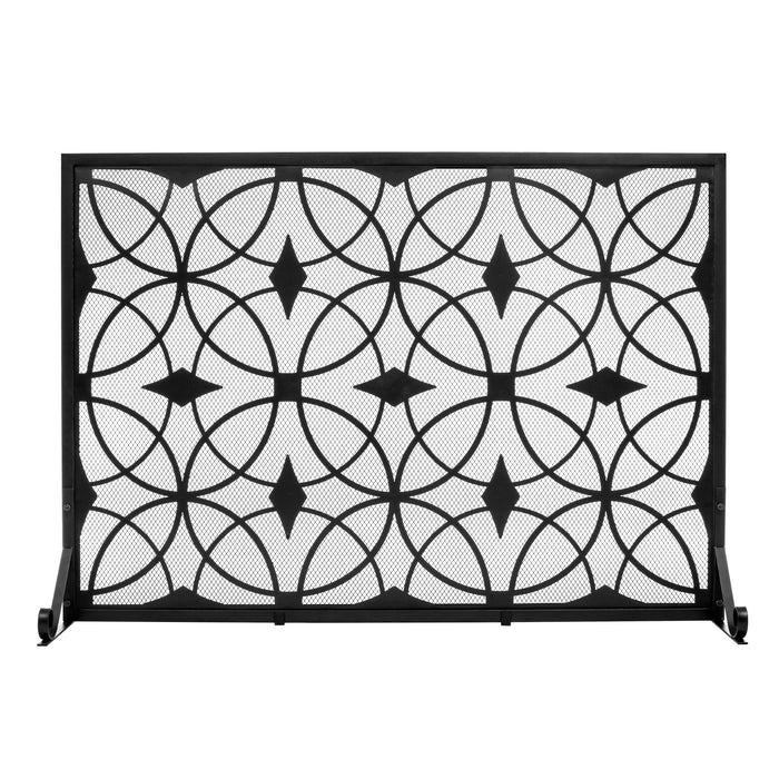 Vanity Art 1-Panel Iron Fireplace Screen | Heavy-Duty and Heat-Resistant Indoor Single Panel Unique Pattern Iron Fireplace Screen with 29.33-inch Height, Black,MLT3035FP-BK - HomeBeyond