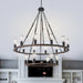 Vanity Art 18-Lights Wagon Wheel Chandelier Lighting Farmhouse Candle 2 Tier Ceiling Light Fixtures for Living Room Kitchen Dining Room MLT5218LT-DW-BK - HomeBeyond