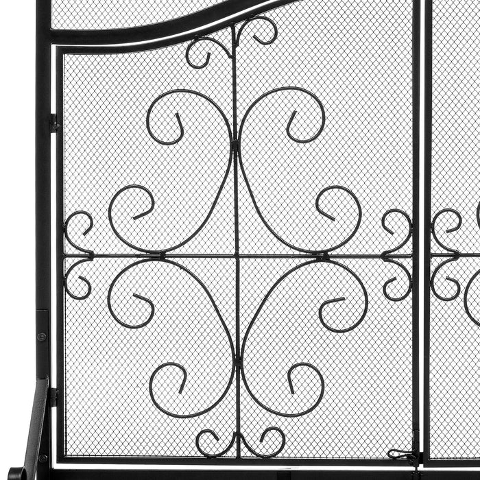 Vanity Art 2-Door Iron Fireplace Screen | Heavy-Duty and Heat-Resistant Fashion 2 Panel Unique Pattern Iron Fireplace Screen with 31.1-inch Height, Black, MLT2055FP-BK - HomeBeyond