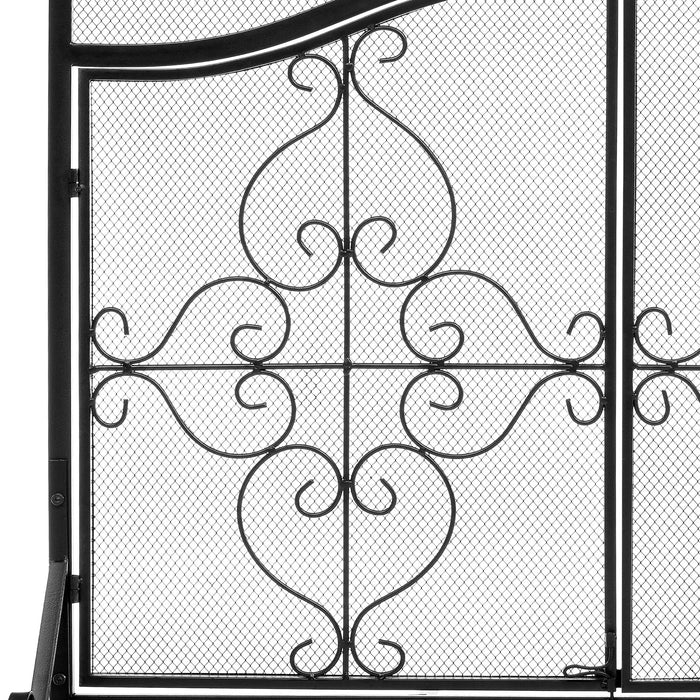 Vanity Art 2 Panel Iron Fireplace Screen | Heavy-Duty and Heat-Resistant Elegant 2 Panel Unique Pattern Iron Fireplace Screen with 31.1-inch Height, Black, MLT2099FP-BK - HomeBeyond