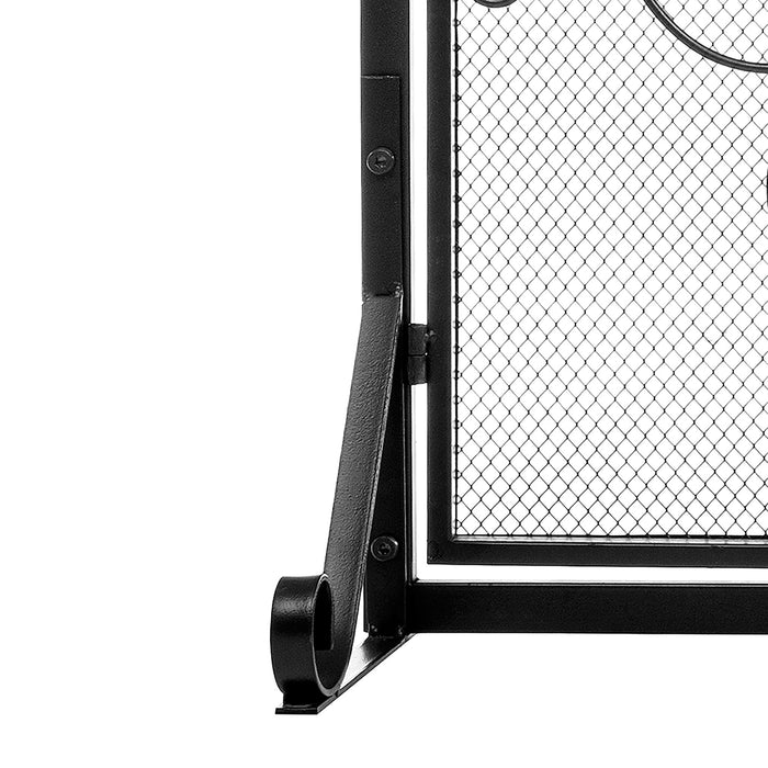 Vanity Art 2 Panel Iron Fireplace Screen | Heavy-Duty and Heat-Resistant Elegant 2 Panel Unique Pattern Iron Fireplace Screen with 31.1-inch Height, Black, MLT2099FP-BK - HomeBeyond