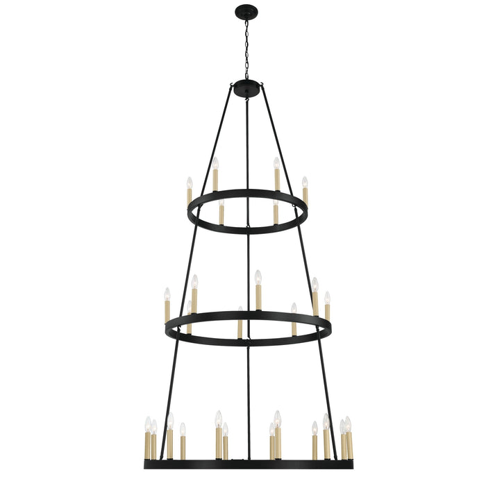 Vanity Art 26-Lights Candle Style 3 Tier Wagon Wheel Chandelier Lighting Farmhouse Candle Ceiling Light Fixtures for Living Room Kitchen Dining Room - MLT9126LT-BK-BD - HomeBeyond