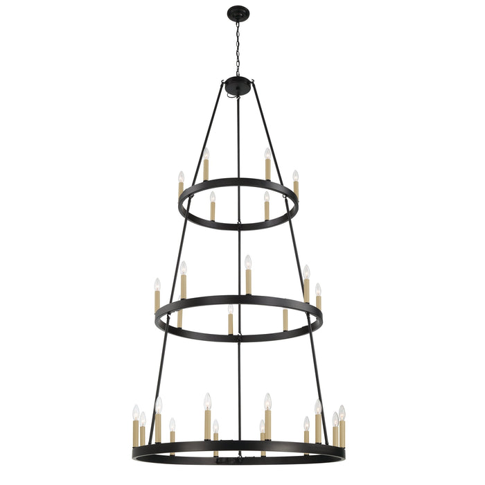 Vanity Art 26-Lights Candle Style 3 Tier Wagon Wheel Chandelier Lighting Farmhouse Candle Ceiling Light Fixtures for Living Room Kitchen Dining Room - MLT9126LT-BK-BD - HomeBeyond