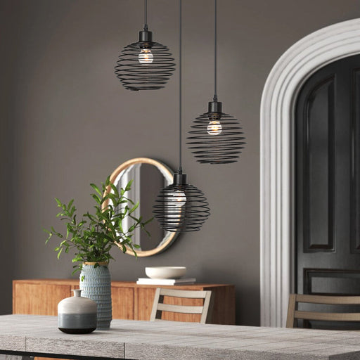 Vanity Art 3-Light Cluster Globe Pendant Light with Globe Shade | Modern Fixtures Accent Ceiling Lights for Bedroom Entrance Doorway Dining Room Living Room Hallway Bathroom Pendants, 21303BK - HomeBeyond