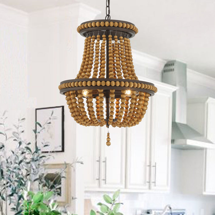Vanity Art 3 Light Lantern Empire Chandelier with Beaded Accents | Modern Hanging Lighting, Ceiling Lights Fixtures for Dining Room Living Room Bedroom Kitchen SYB3203 - HomeBeyond