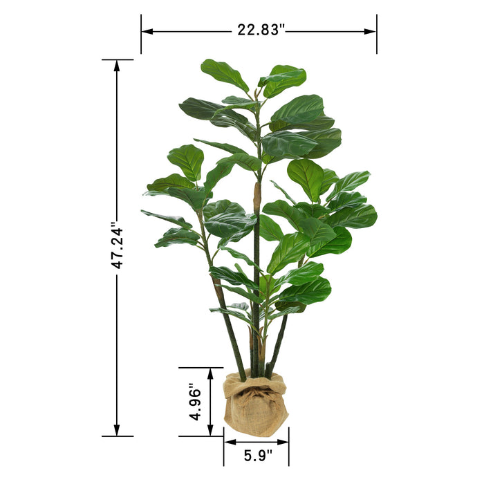 Vanity Art 47.24-inches Artificial Fiddle Leaf Fig Plant in Pot | Stems Real Touch Artificial Faux Trees Indoor Plants for Living Room, Office, Entryway Table Decorations, MLTGP-1055GR, (Set of 2) - HomeBeyond