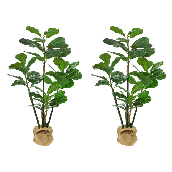 Vanity Art 47.24-inches Artificial Fiddle Leaf Fig Plant in Pot | Stems Real Touch Artificial Faux Trees Indoor Plants for Living Room, Office, Entryway Table Decorations, MLTGP-1055GR, (Set of 2) - HomeBeyond
